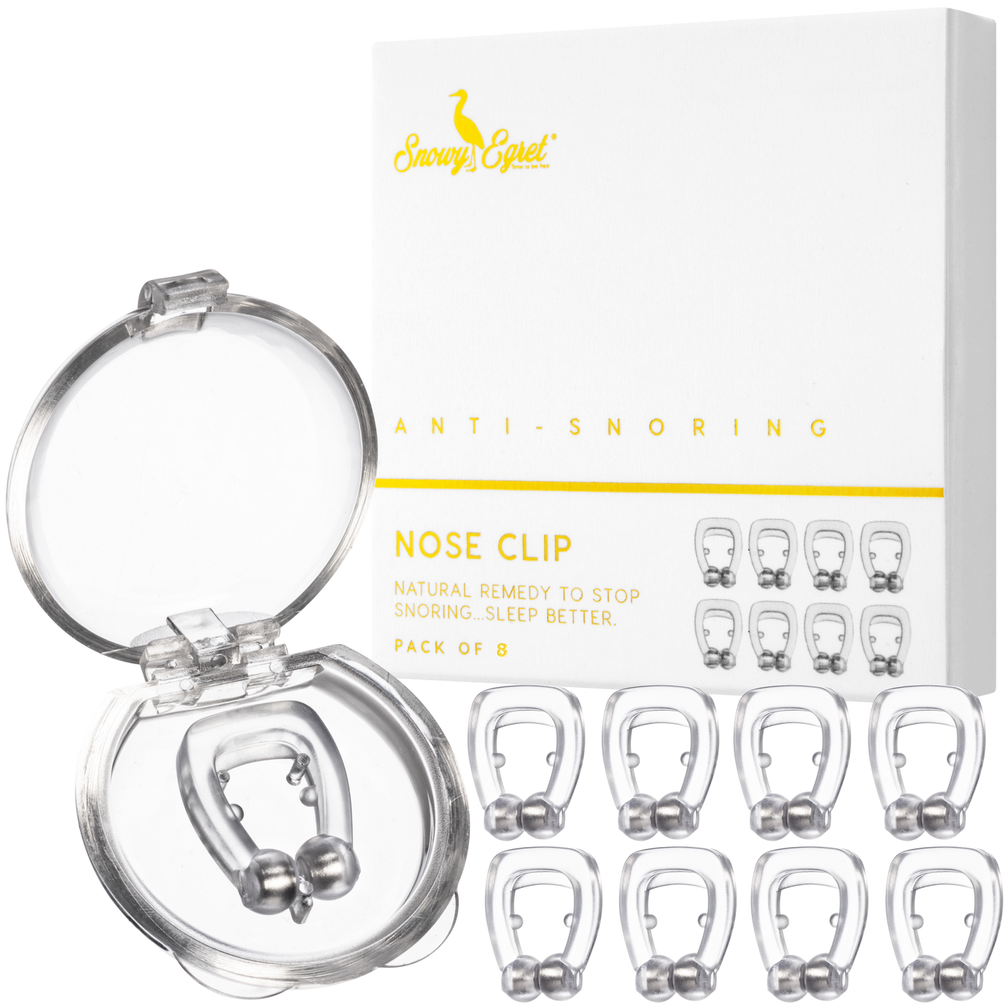 Anti Snoring Nose Clip (8 Pack) with Case - Soft Magnetic Anti Snoring Devices for Men & Women